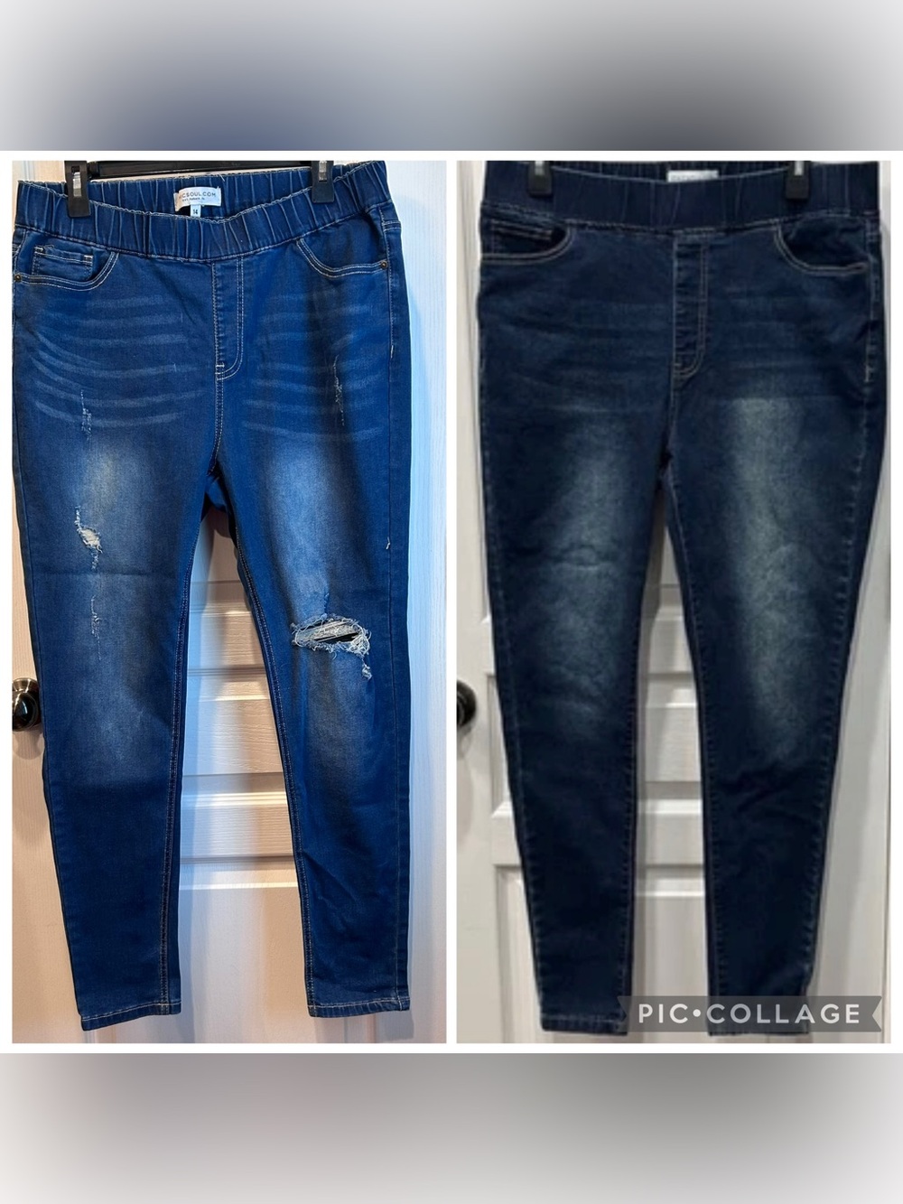 Chic Soul Women’s Lot of 2 Pull On Elastic Waist Stretchy Denim Jeggings Size 14